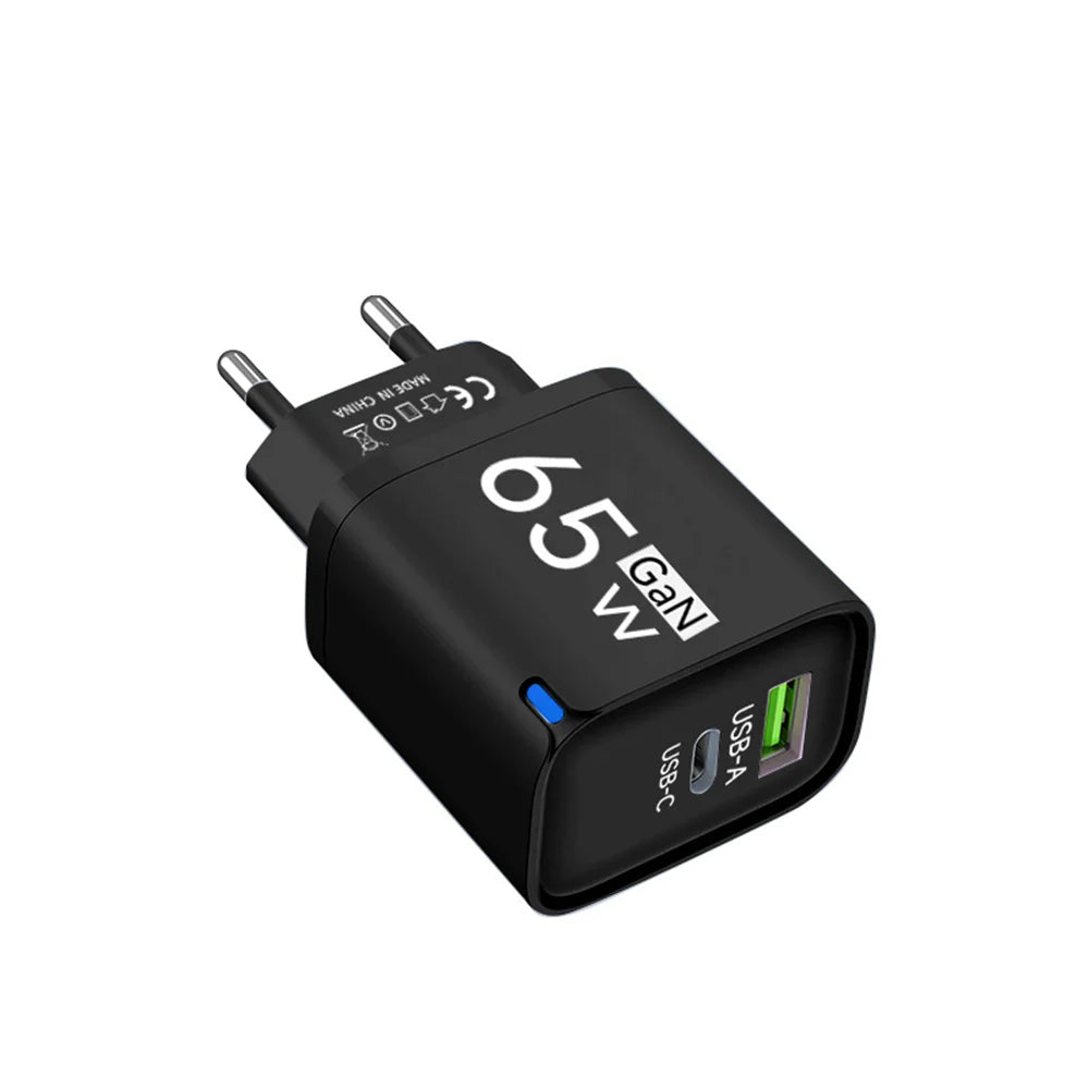 Cargador de teléfono de carga de alta velocidad de 65W para iPhone 14 13 Xiaomi Huawei Samsung Oneplus adaptador de corriente de pared de teléfono móvil de carga rápida