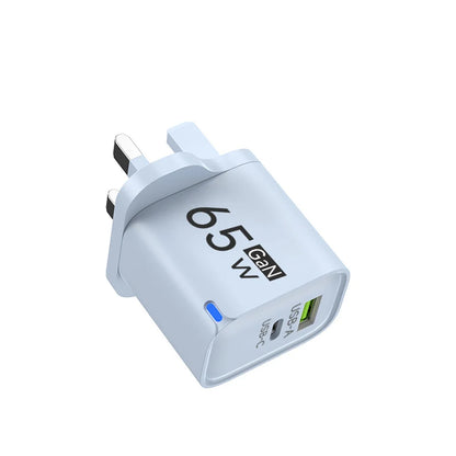 Cargador de teléfono de carga de alta velocidad de 65W para iPhone 14 13 Xiaomi Huawei Samsung Oneplus adaptador de corriente de pared de teléfono móvil de carga rápida