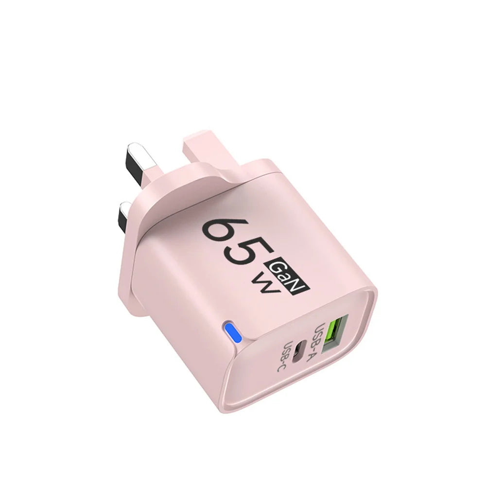 Cargador de teléfono de carga de alta velocidad de 65W para iPhone 14 13 Xiaomi Huawei Samsung Oneplus adaptador de corriente de pared de teléfono móvil de carga rápida