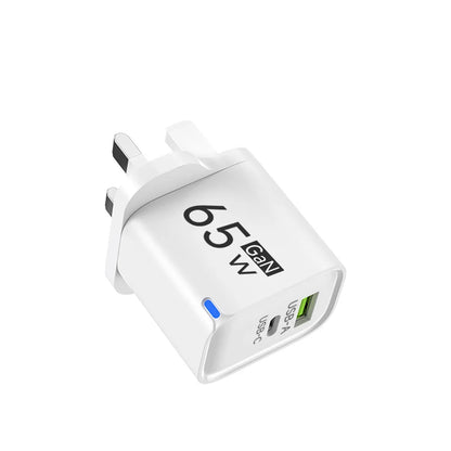 Cargador de teléfono de carga de alta velocidad de 65W para iPhone 14 13 Xiaomi Huawei Samsung Oneplus adaptador de corriente de pared de teléfono móvil de carga rápida