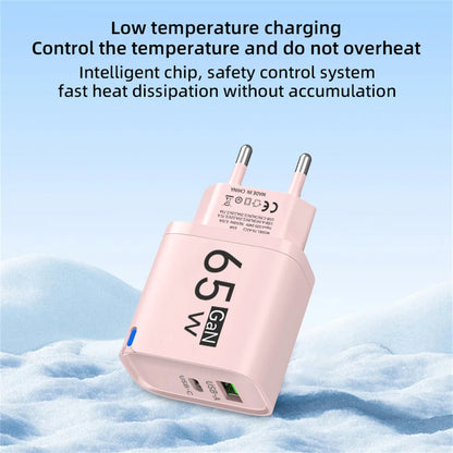 Cargador de teléfono de carga de alta velocidad de 65W para iPhone 14 13 Xiaomi Huawei Samsung Oneplus adaptador de corriente de pared de teléfono móvil de carga rápida