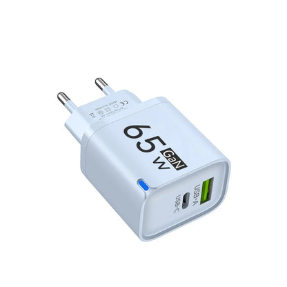 Cargador de teléfono de carga de alta velocidad de 65W para iPhone 14 13 Xiaomi Huawei Samsung Oneplus adaptador de corriente de pared de teléfono móvil de carga rápida